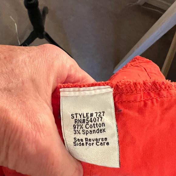 Cabi Red Utility jacket with gold buttons & cute back ruffle. - Picture 6 of 8